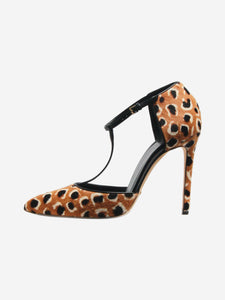 Gucci Brown animal-print ponyhair heels - size EU 38.5 (UK 5.5)