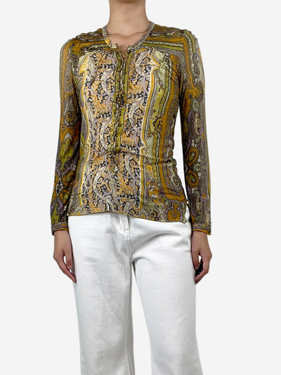 Multi printed lace-front top - size UK 10 Tops Isabel Marant 