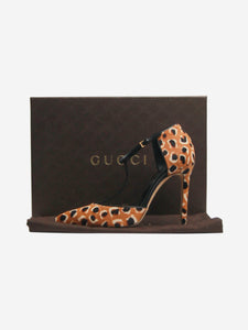 Gucci Brown animal-print ponyhair heels - size EU 38.5 (UK 5.5)