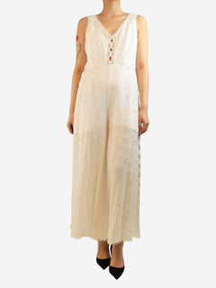 White broderie anglaise jumpsuit - size UK 14 Jumpsuits Zimmermann 