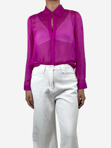 L'Agence Pink sheer silk shirt - size XS