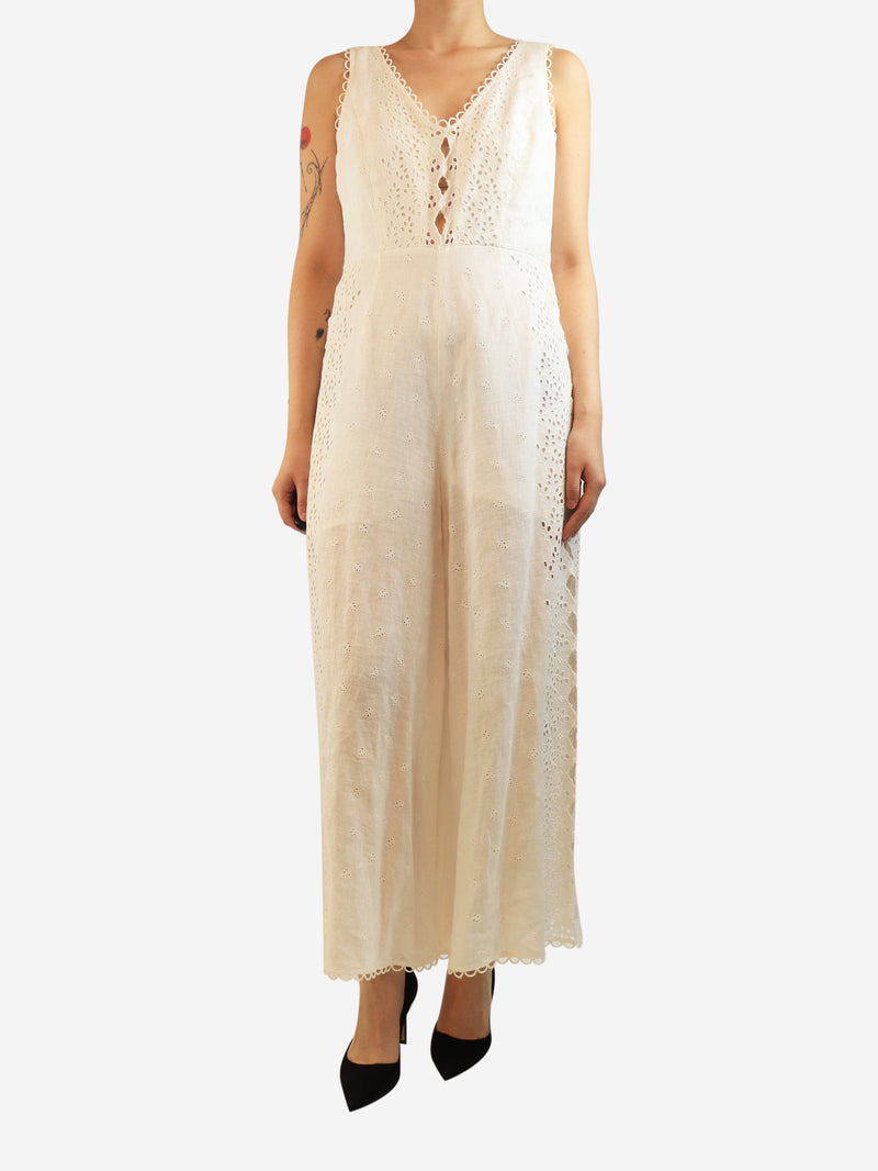White broderie anglaise jumpsuit - size UK 14 Jumpsuits Zimmermann 