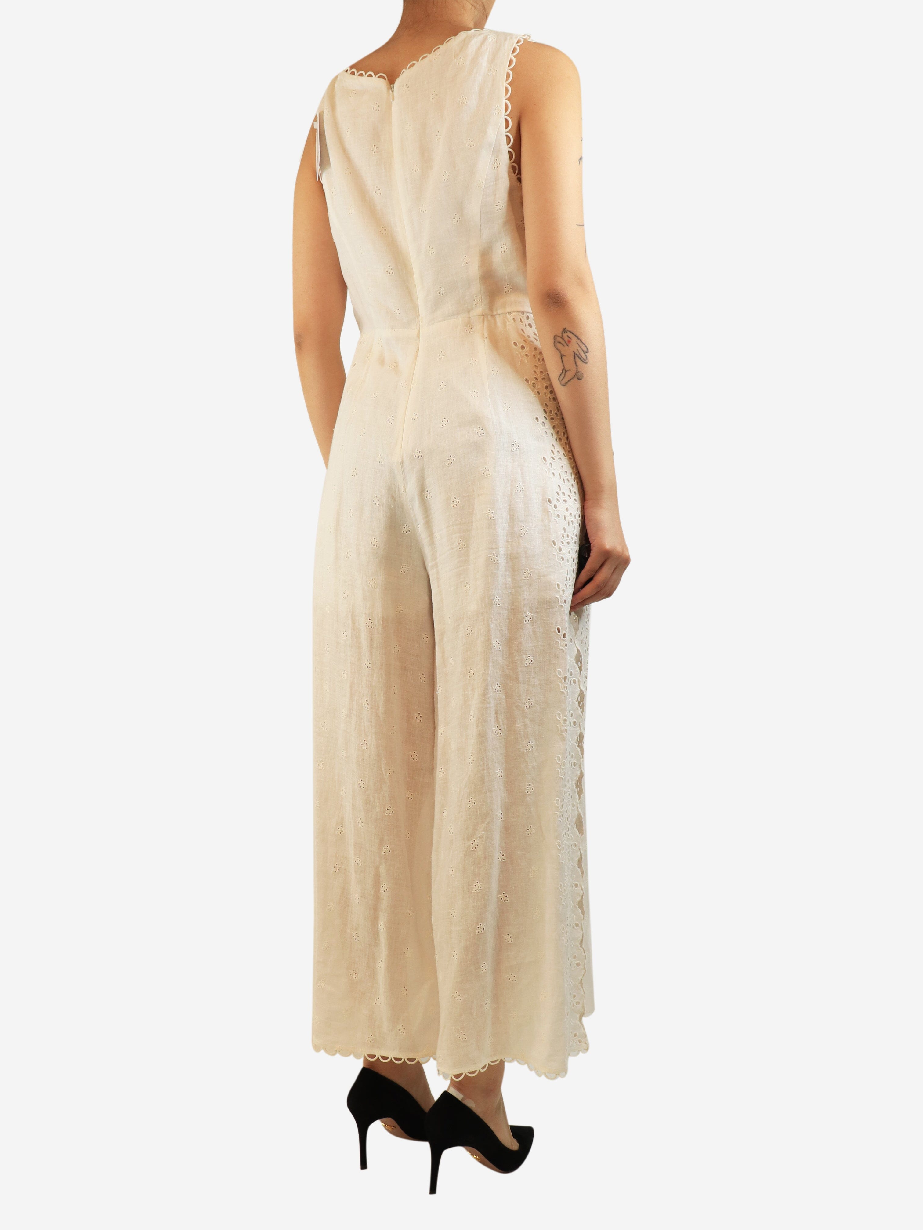White broderie anglaise jumpsuit - size UK 14 Jumpsuits Zimmermann 