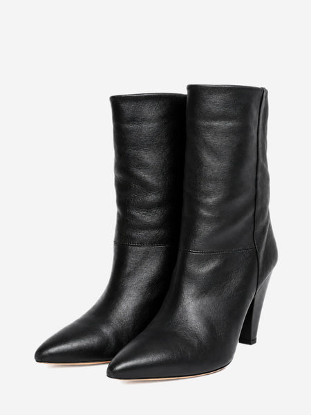 Black leather cone heel ankle boots - size EU 39 alternate image