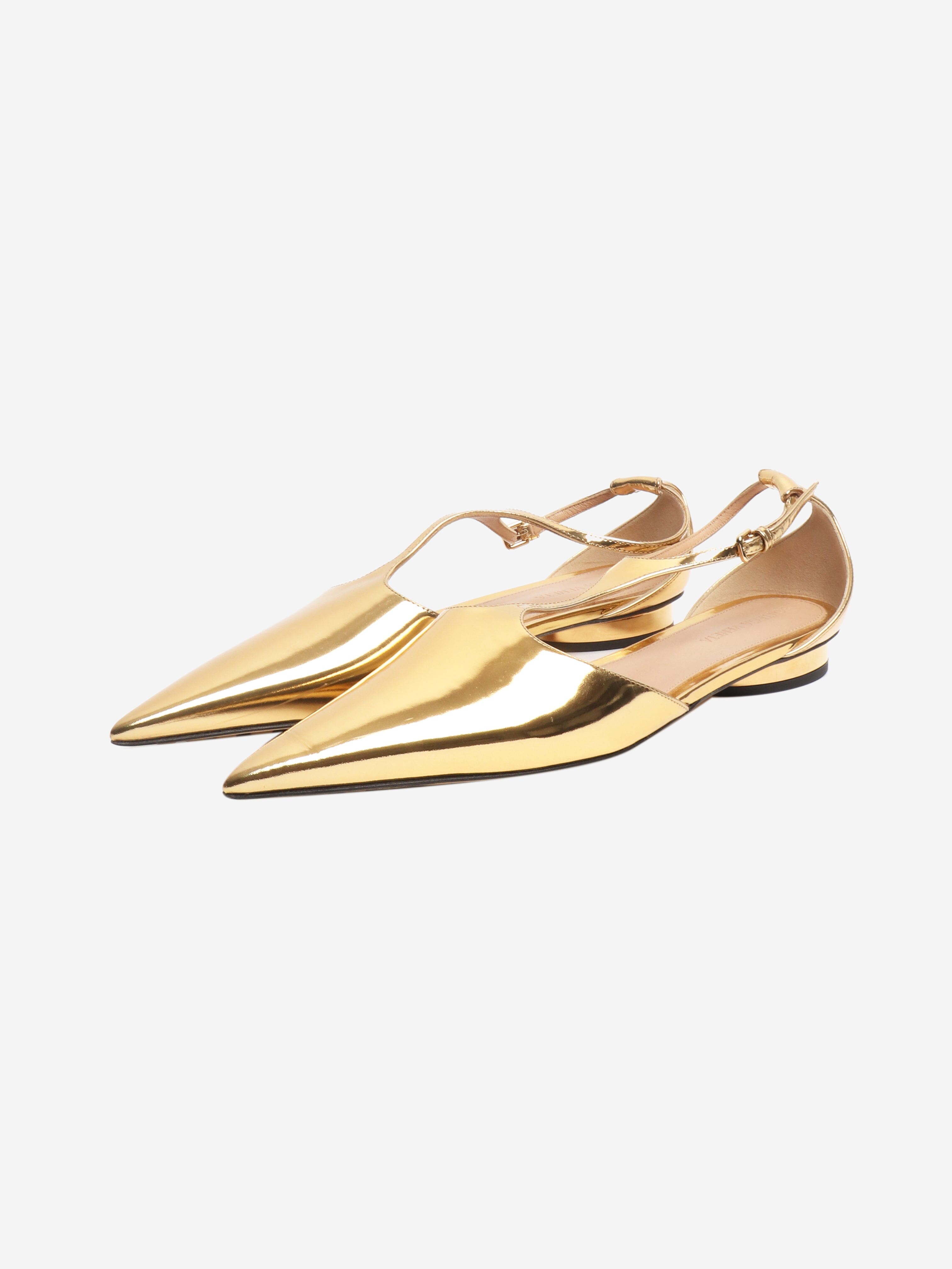 Gold Rocket T-Bar ballerina flats - size EU 38 Flat Shoes Bottega Veneta 