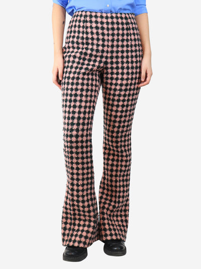 Green and pink tweed kick flare trousers - size UK 12 Trousers Emilia Wickstead 