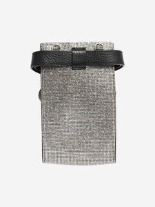 Ermanno Scervino Silver rhinestone and leather pouch belt bag