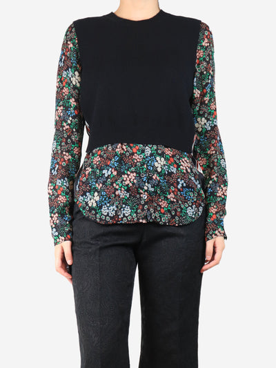 Black cashmere and silk floral jumper - size M Tops Veronica Beard 