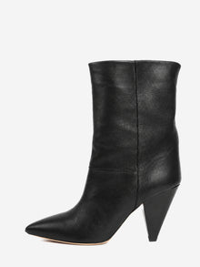 Black leather cone heel ankle boots - size EU 39 Boots Isabel Marant 