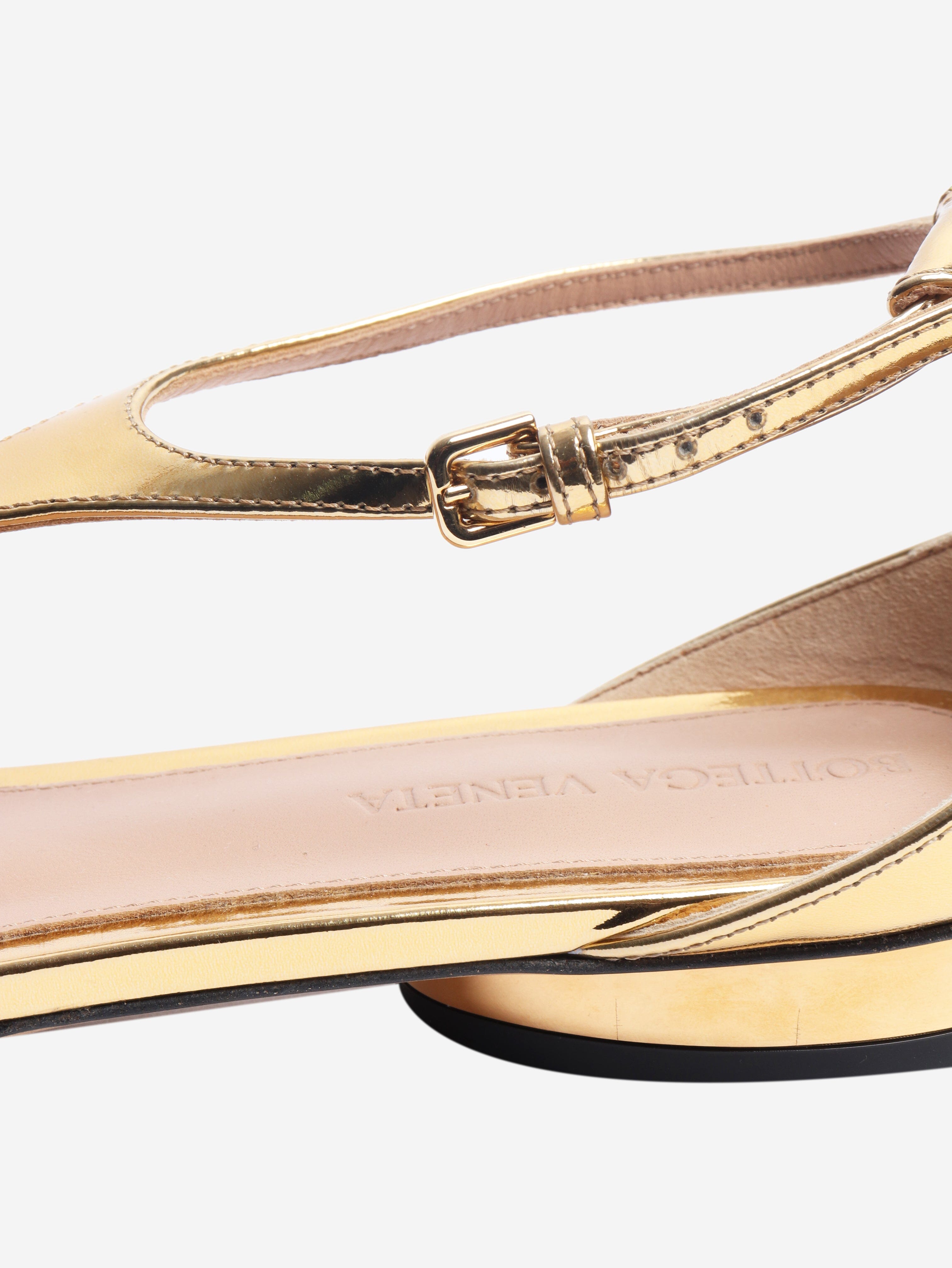 Gold Rocket T-Bar ballerina flats - size EU 38 Flat Shoes Bottega Veneta 