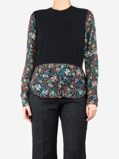 Black cashmere and silk floral jumper - size M Tops Veronica Beard 