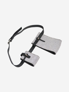 Ermanno Scervino Silver rhinestone and leather pouch belt bag