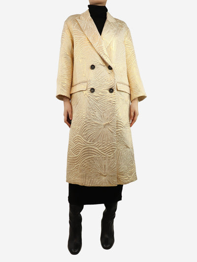 Gold and cream lurex quilted double-breasted coat - size UK 10 Coats & Jackets Forte Forte 