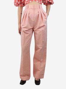 Emilia Wickstead Pink flecked pleated trousers - size UK 10