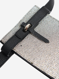 Ermanno Scervino Silver rhinestone and leather pouch belt bag
