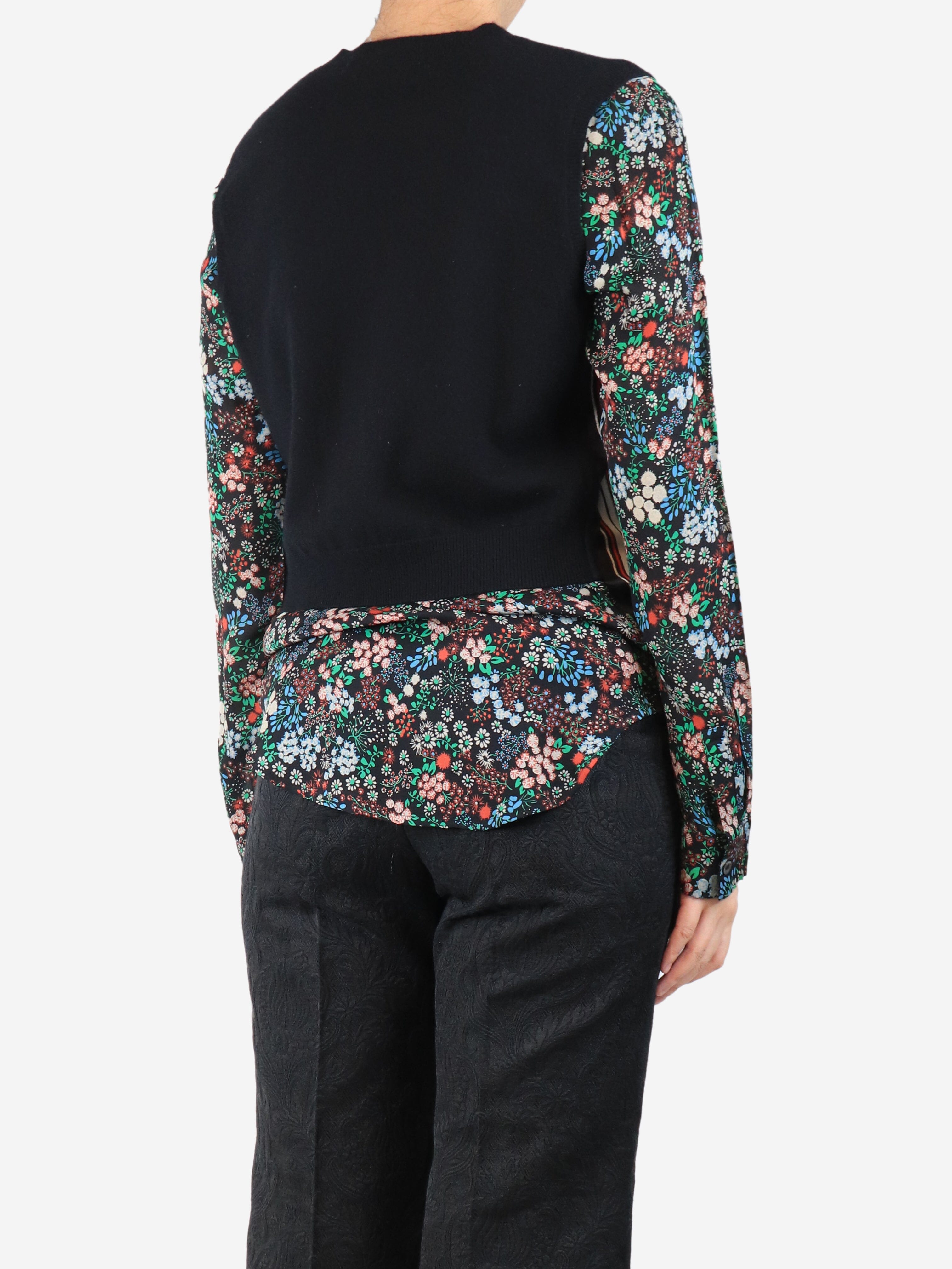 Black cashmere and silk floral jumper - size M Tops Veronica Beard 
