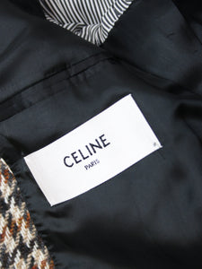 Celine Brown tweed single breasted blazer - size UK 10