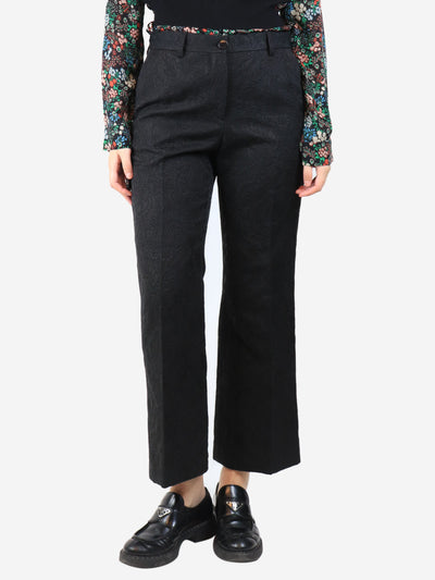 Black tapestry jacquard trousers - size UK 10 Trousers Dries Van Noten 