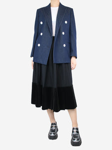 Comme Des Garçons Black wool and velvet pleated skirt - size S