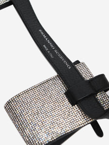 Ermanno Scervino Silver rhinestone and leather pouch belt bag