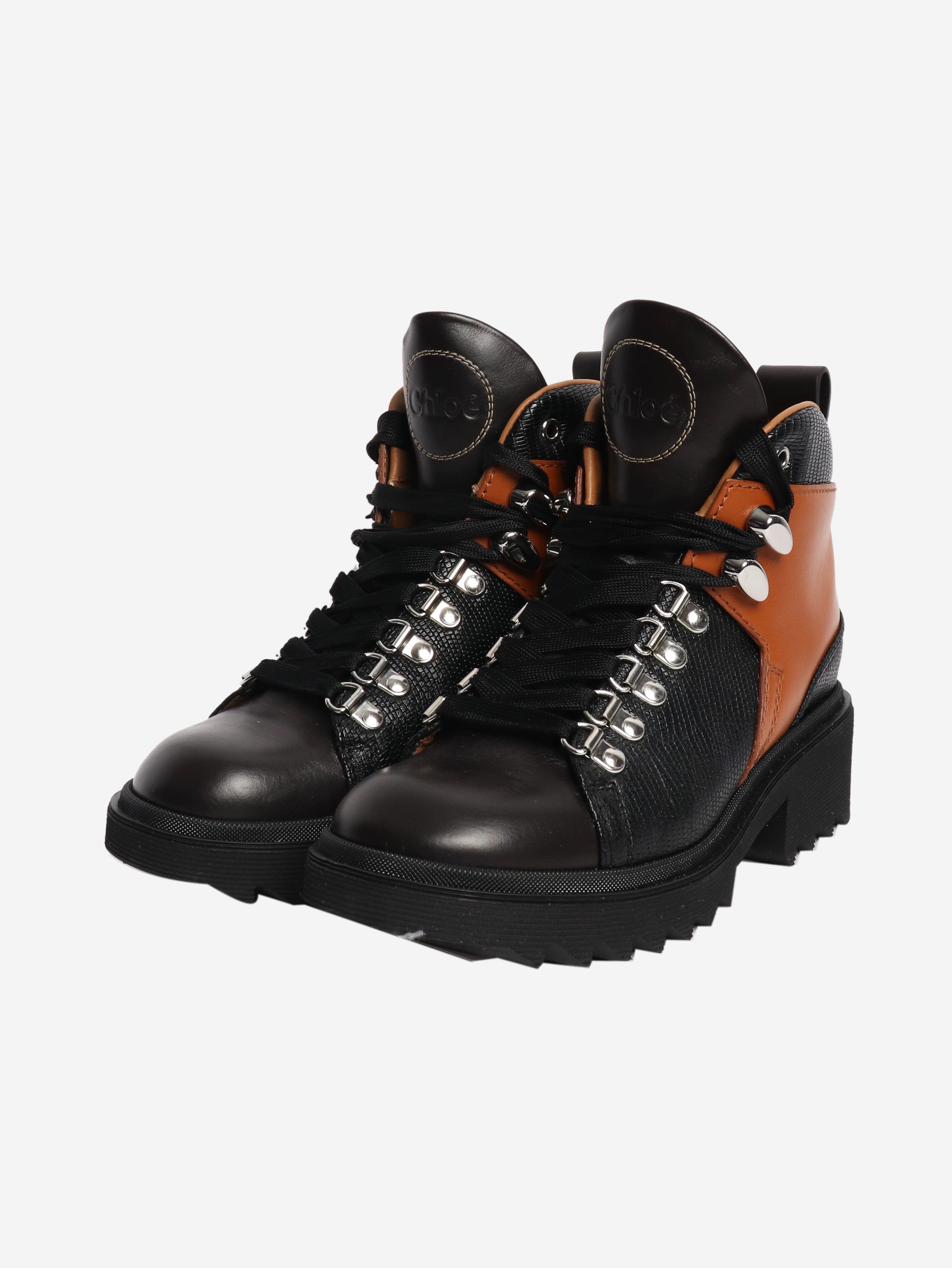 Chloe Black and brown combat boots - size EU 36 (UK 3) Boots Chloe 