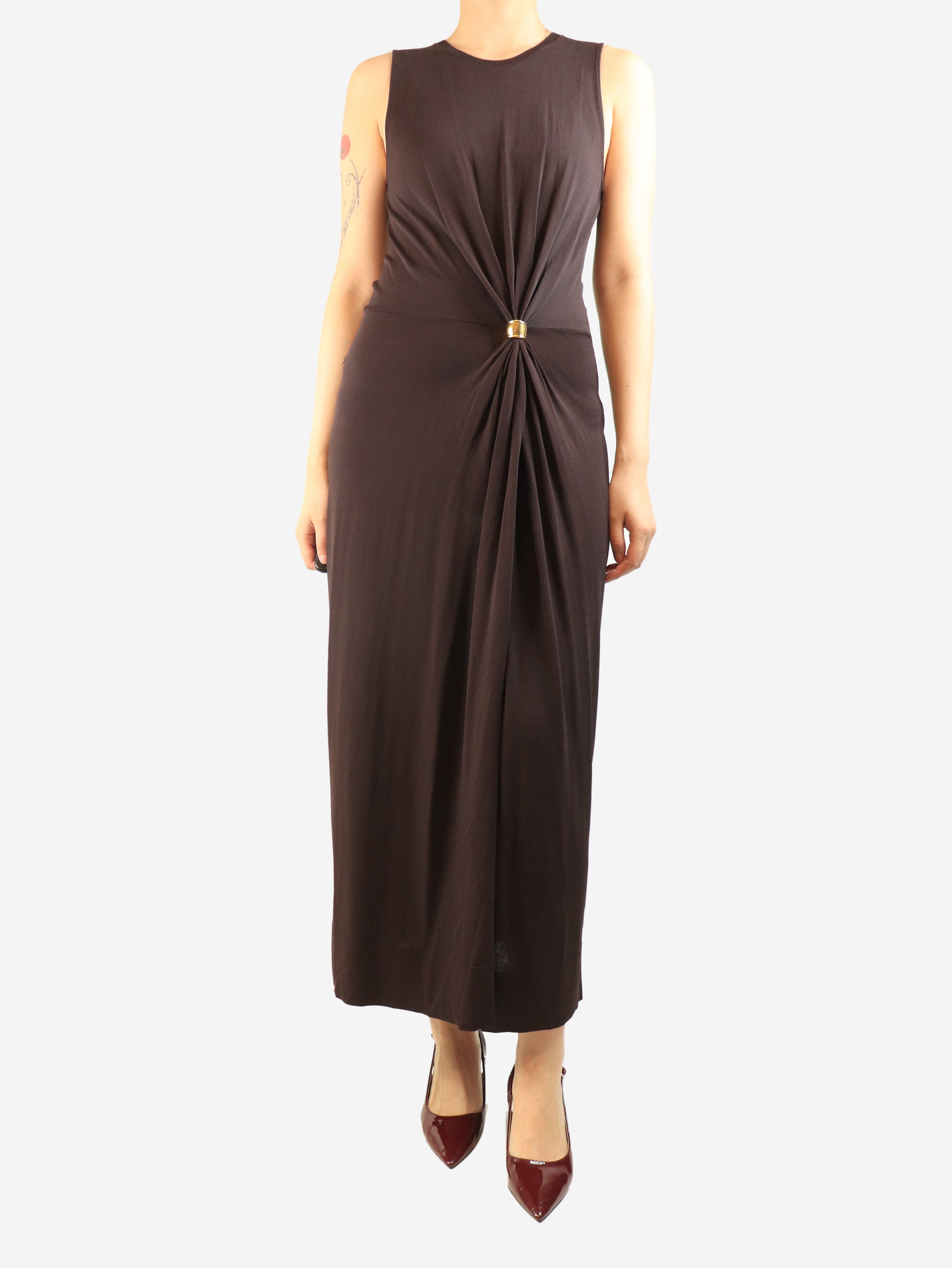 Brown knit gathered midi dress - size M Dresses Altuzarra 