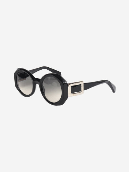 Black oversized round sunglasses alternate image
