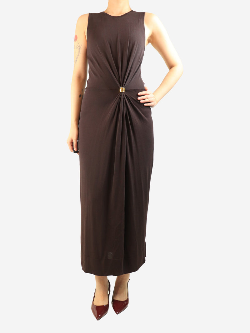 Brown knit gathered midi dress - size M Dresses Altuzarra 