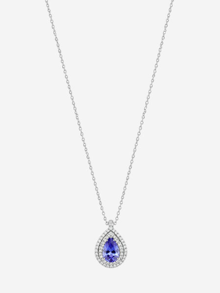 Platinum Tiffany Soleste tanzanite and diamond pendant necklace alternate image