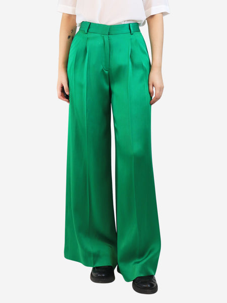 Green pleated satin trousers - size UK 8 product image