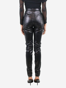 Saint Laurent Black slim-leg metallic trousers - size UK 8