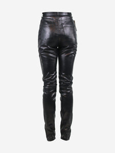 Saint Laurent Black slim-leg metallic trousers - size UK 8