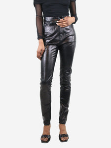 Saint Laurent Black slim-leg metallic trousers - size UK 8