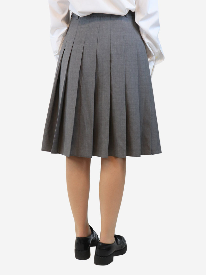 Grey pleated wool midi skirt - size UK 10 Skirts Prada 