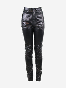 Saint Laurent Black slim-leg metallic trousers - size UK 8