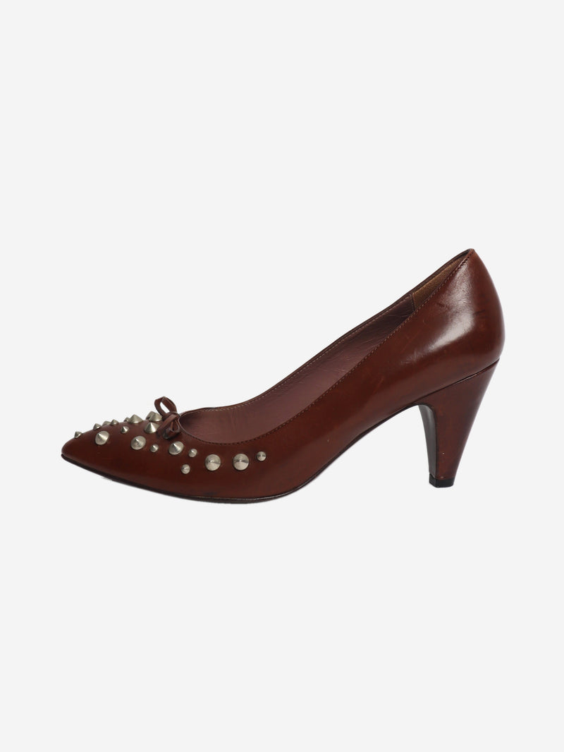 Brown studded leather pumps - size EU 38.5 Heels Miu Miu 