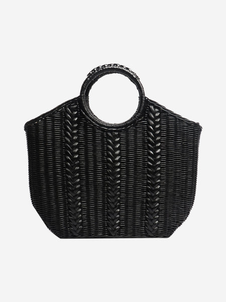 Black wicker basket bag product image