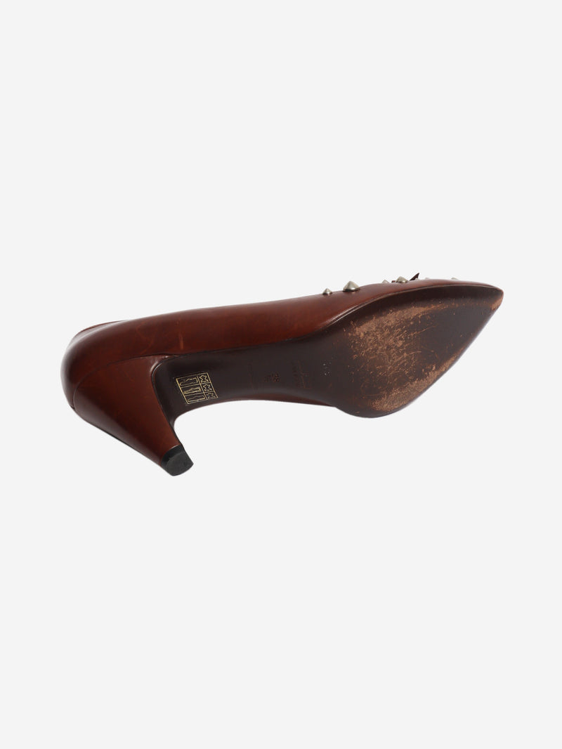 Brown studded leather pumps - size EU 38.5 Heels Miu Miu 