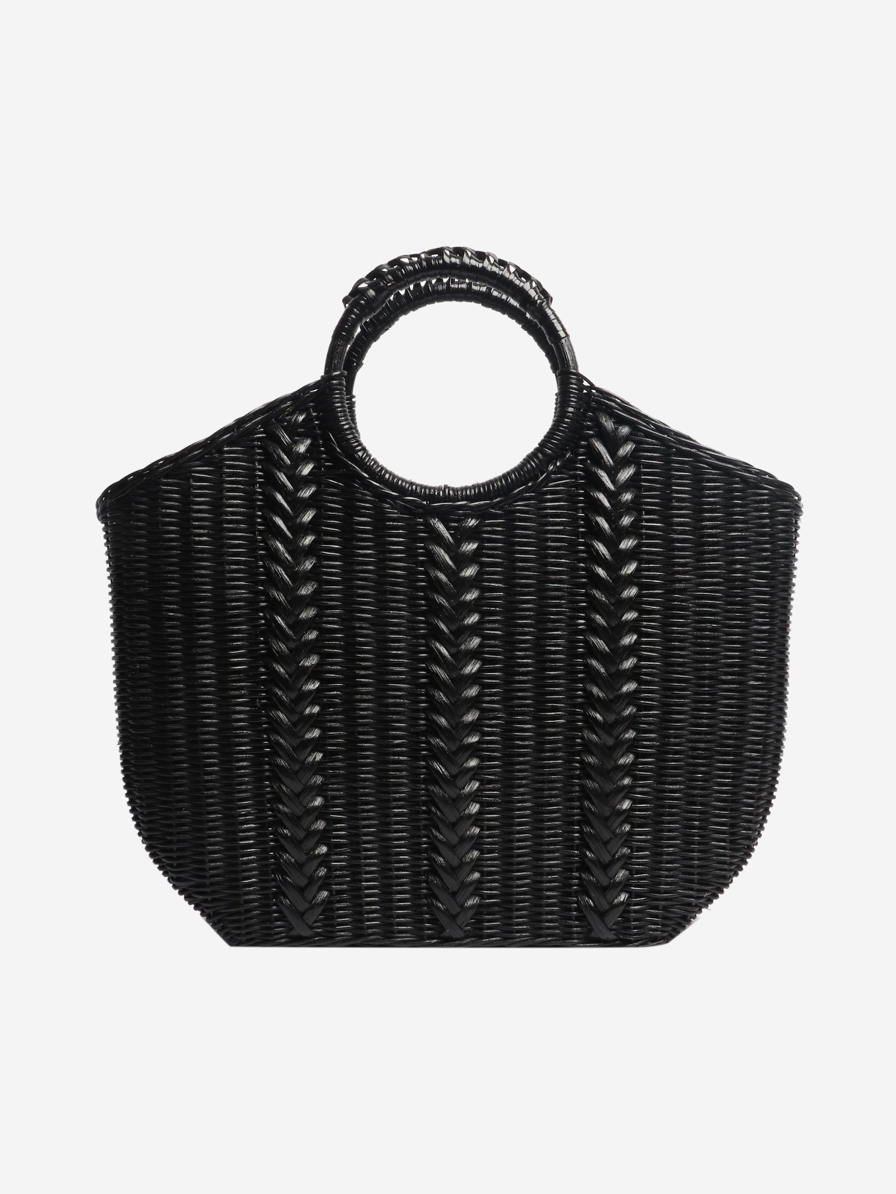 Black wicker basket bag Top Handle Bags Ulla Johnson 
