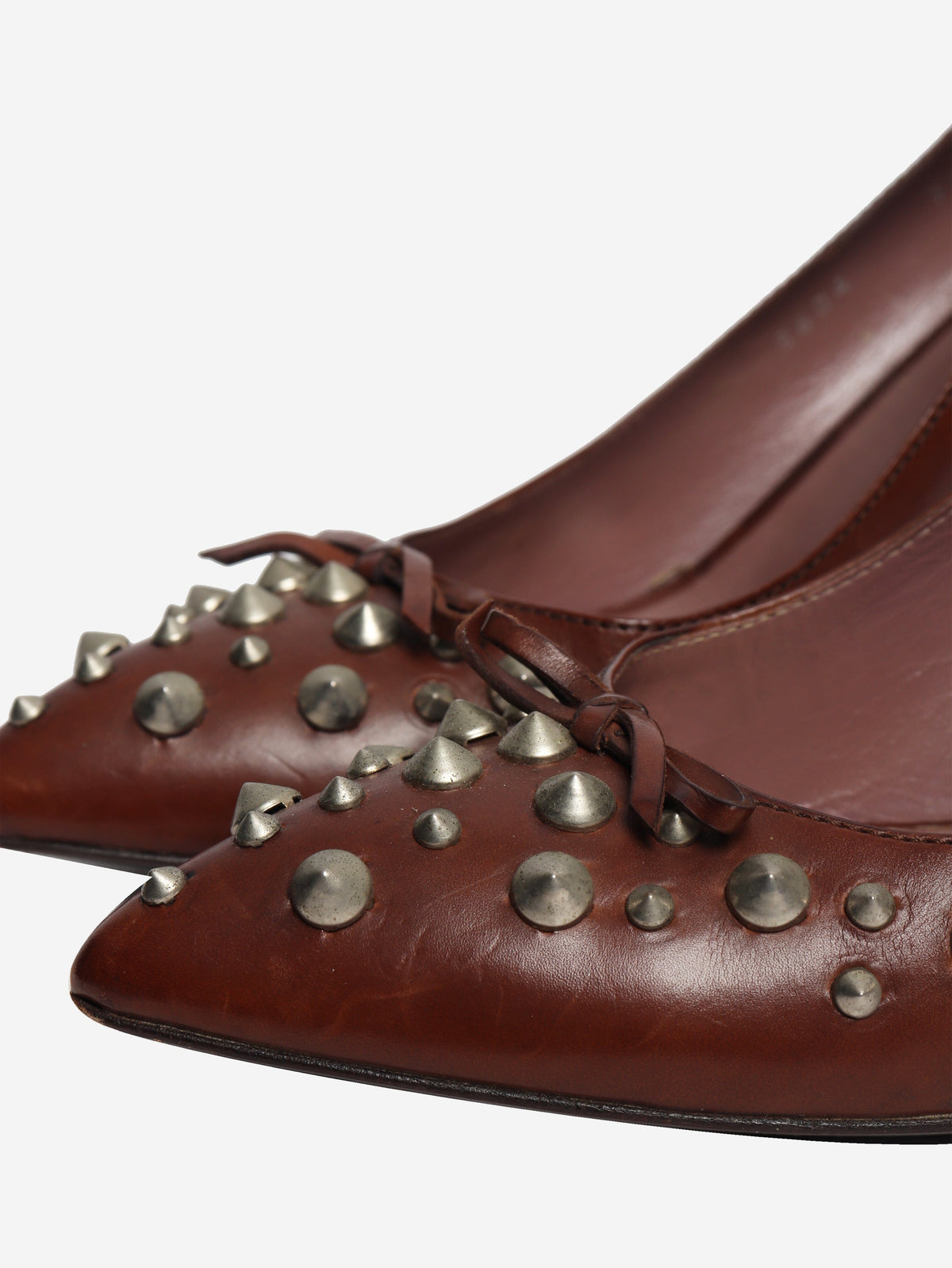 Brown studded leather pumps - size EU 38.5 Heels Miu Miu 