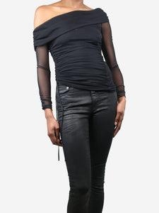 Jonathan Simkhai Black sheer ruched top - size XS