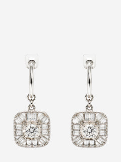 Silver crystal square drop hoop earrings Earrings Chanel 
