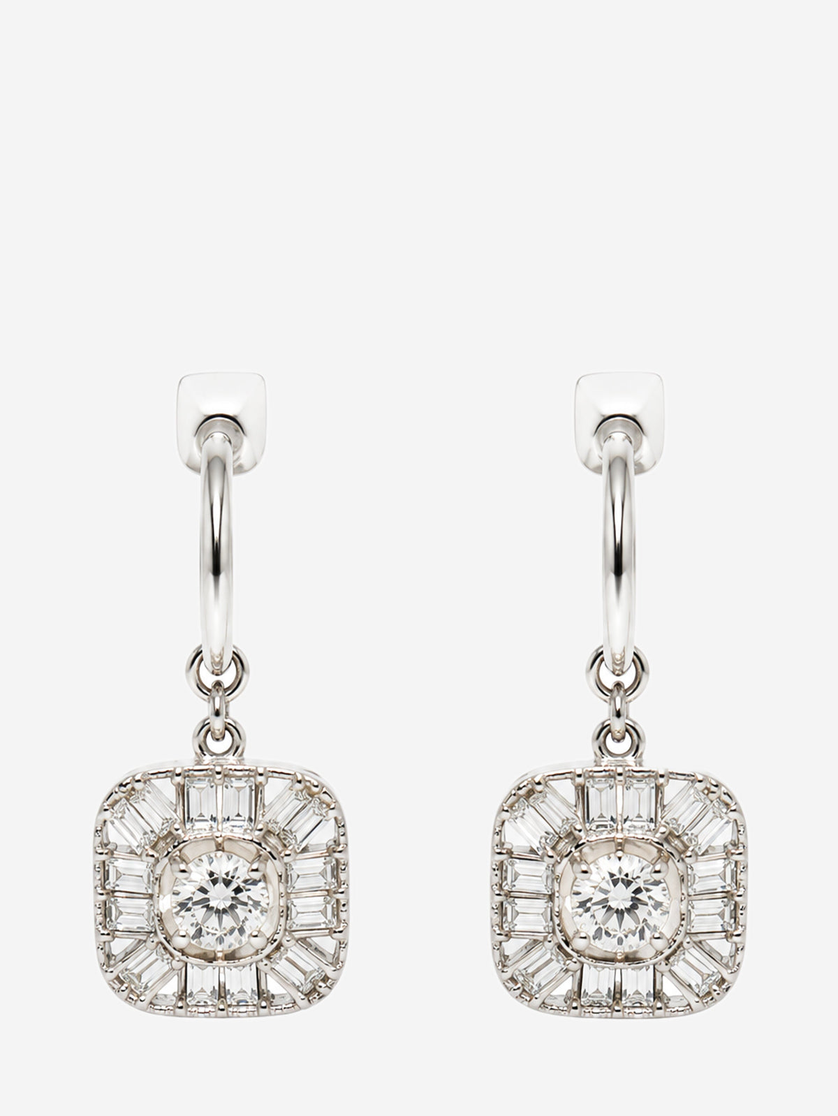 Silver crystal square drop hoop earrings Earrings Chanel 