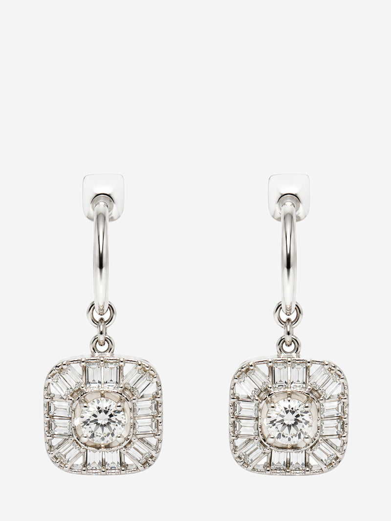 Silver crystal square drop hoop earrings Earrings Chanel 