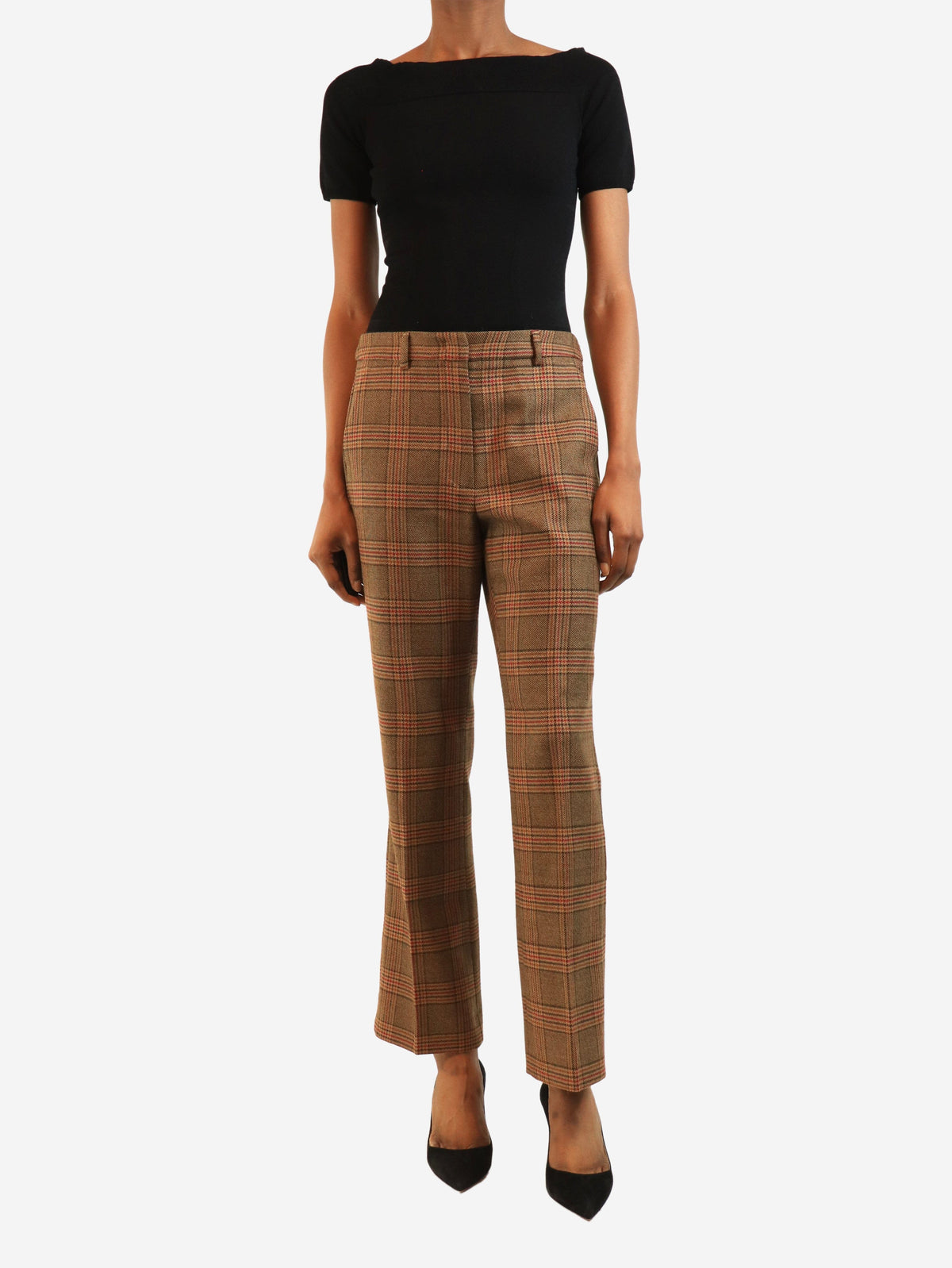 Brown tailored plaid trousers - size UK 8 Trousers Weekend Max Mara 