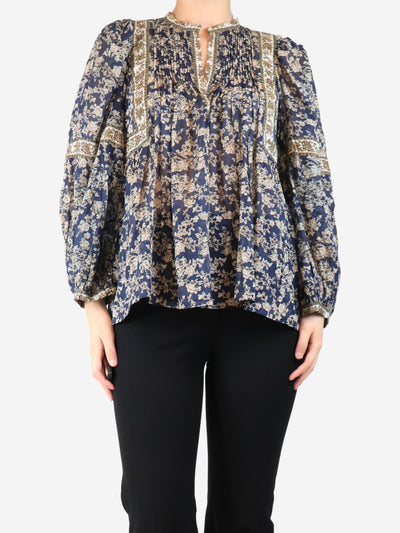 Navy sheer floral blouse - size UK 8 Tops Isabel Marant Etoile 