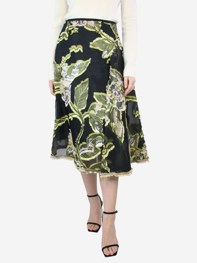 Black and yellow polyester and silk flock skirt - size UK 10 Skirts Erdem 