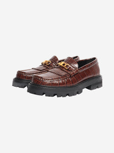 Celine Brown croc stamped Margaret loafers - size EU 37.5