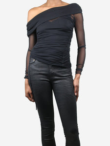 Jonathan Simkhai Black sheer ruched top - size XS