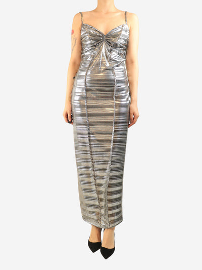 Silver lurex slip dress - size UK 12 Dresses Georgia Hardinge 